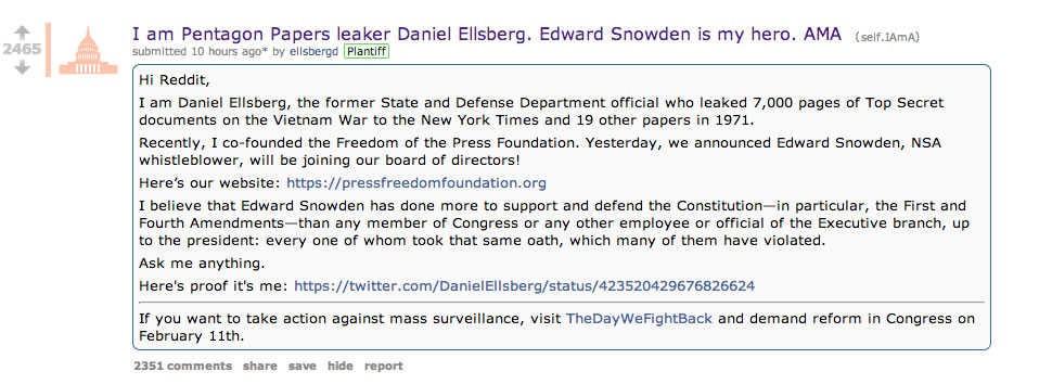 Reddit AMA_Daniel Ellsberg_Eric Snowden