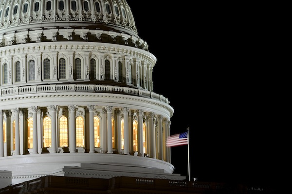 US Capitol Hill dome detail at night by Orhan Cam via Shutterstock.com
