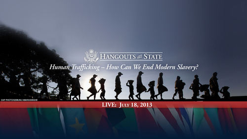 A photo posted on the State Department's tumblr promoting a Google+ Hangout with Ambassador Luis Cdebaca. 